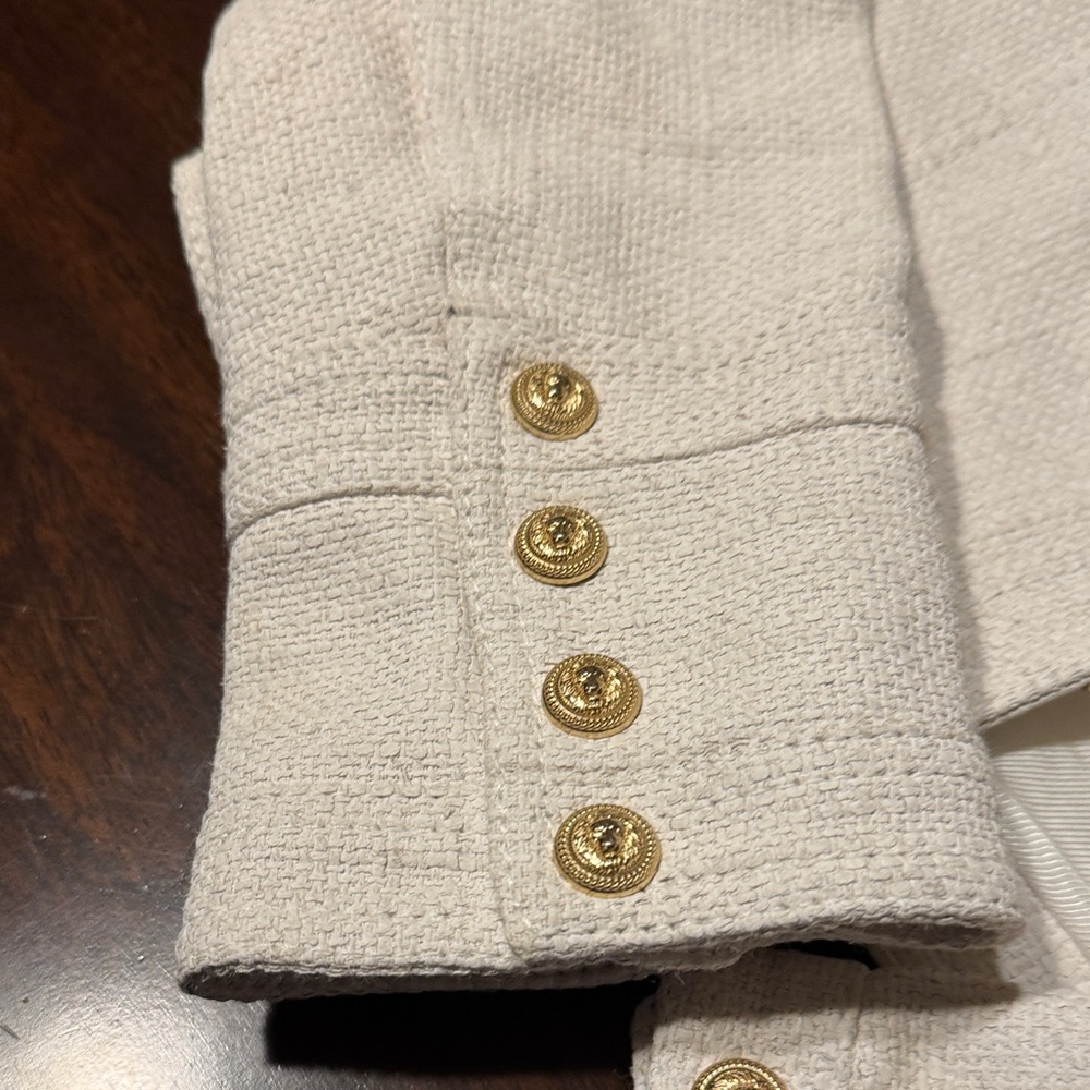 Balmain Ivory Blazer with Gold Accents - Picture 7 of 9